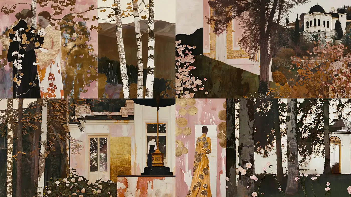 Ethereal Gardens and Figures in Earthy Tones: A Fusion of Nature with Human Elegance - Midjourney sref style