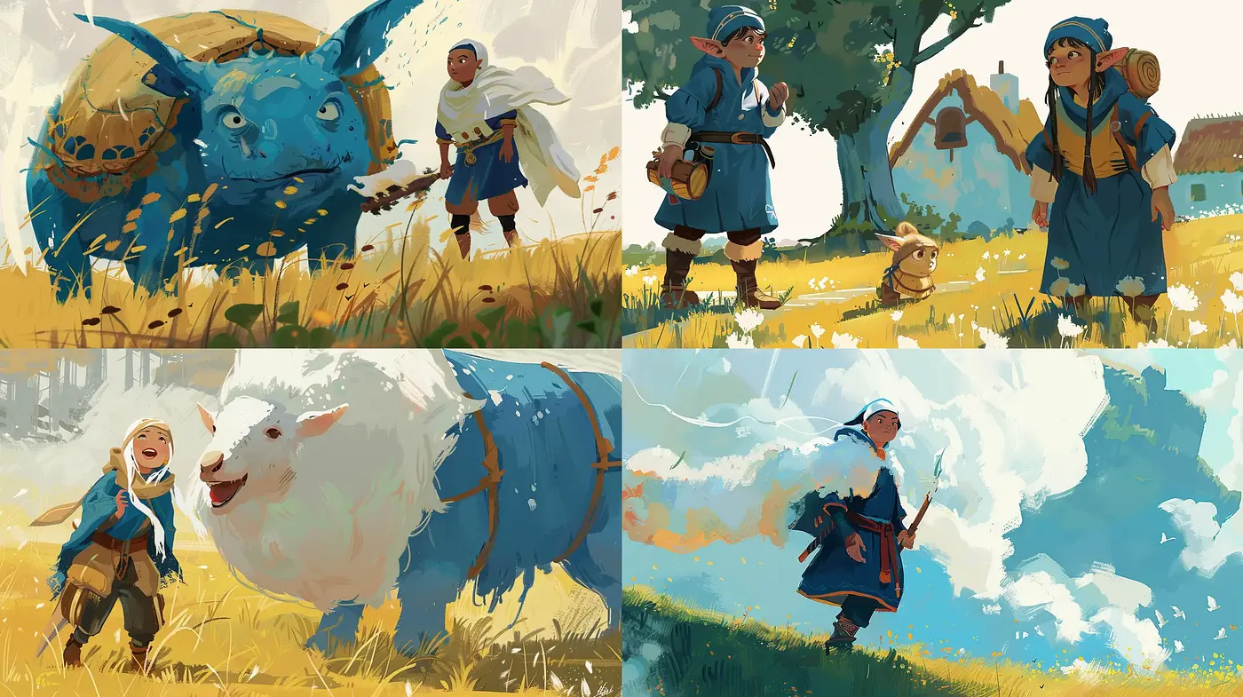 Pastoral Fantasy: A Whimsical, Vivid Illustrative Style - Midjourney sref style
