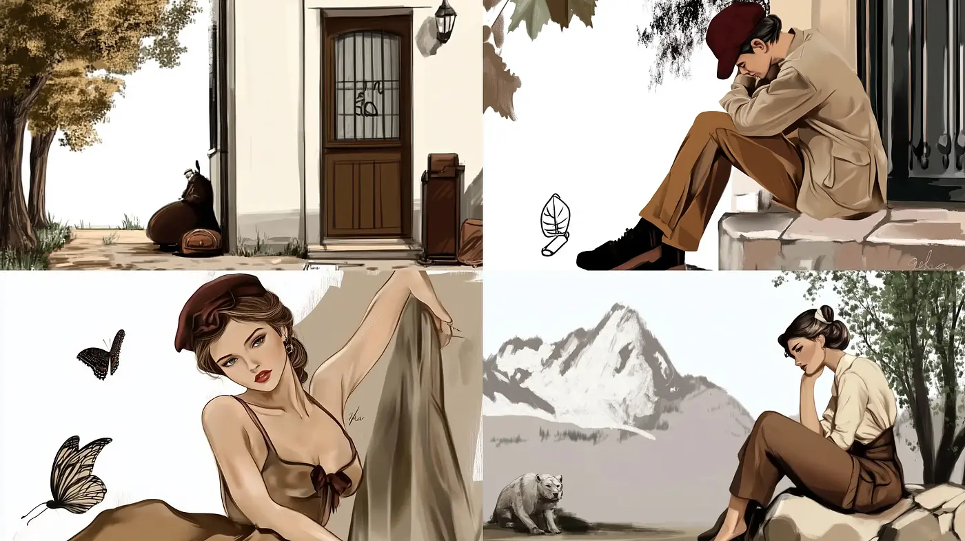 Earthen Tones and Serene Mise-en-scène: A Cohesive Study in Digital Paint - Midjourney sref style