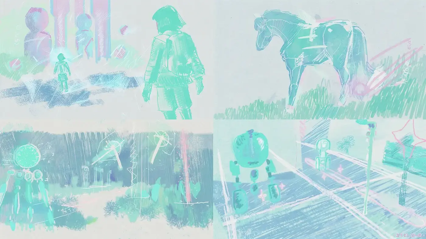 Soft, ethereal exploration of themes through pastel color gradients - Midjourney sref style
