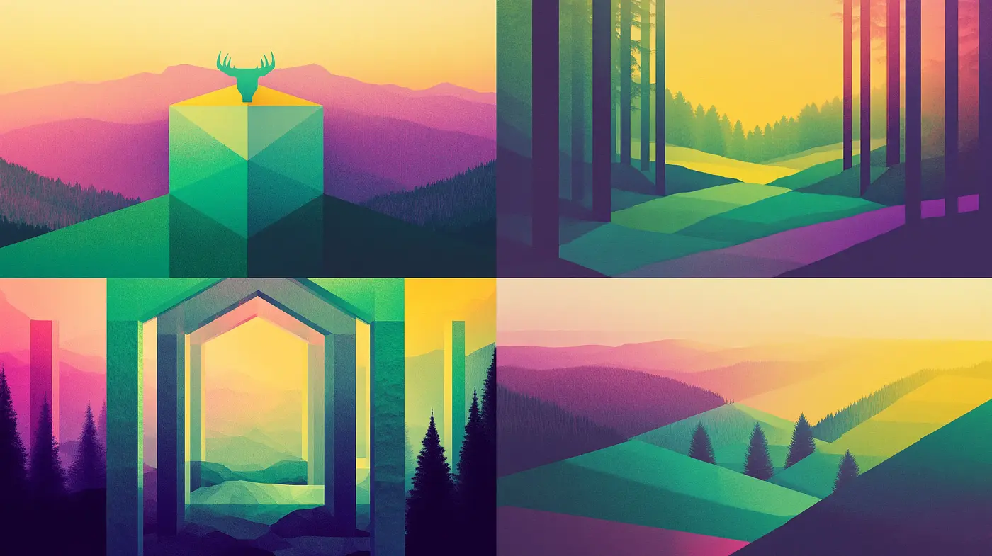 Geometric Serenity: A Harmonious Fusion of Abstract Shapes and Sunset Tones - Midjourney sref style