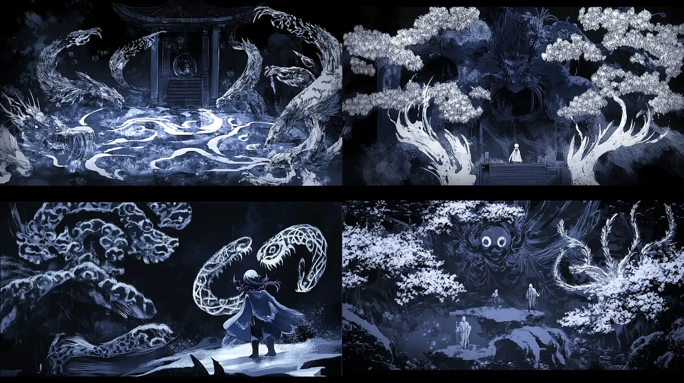 Ethereal Nocturne: A Mysterious Journey Through Stylized Nightscapes - Midjourney sref style