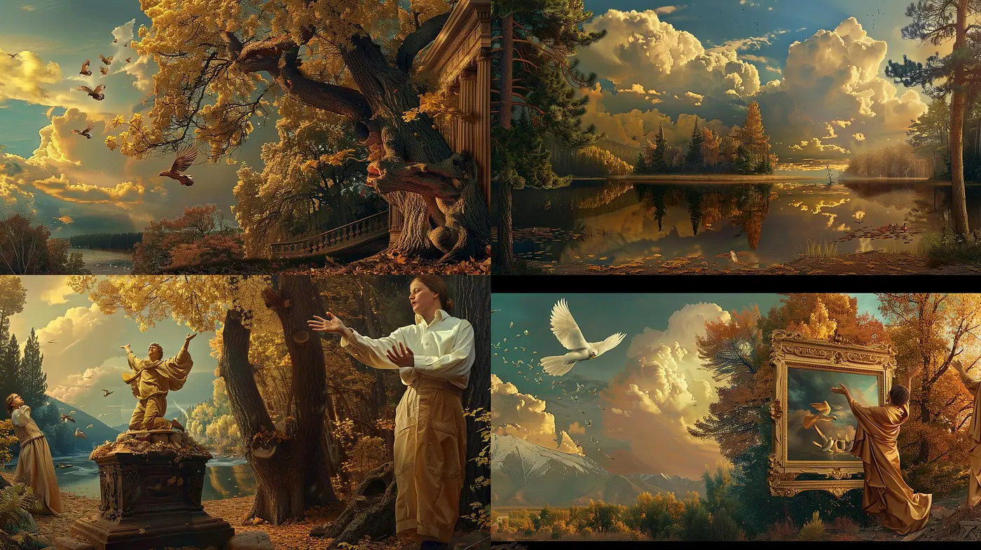 Autumnal Equinox: A Harmonious Fusion of Renaissance Grace and Painterly Romanticism - Midjourney sref style