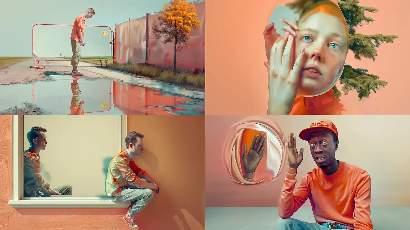 Surreal Dreamscape in Apricot Hues: A Fusion of Contemporary Photography with Ethereal Overtones - Midjourney sref style