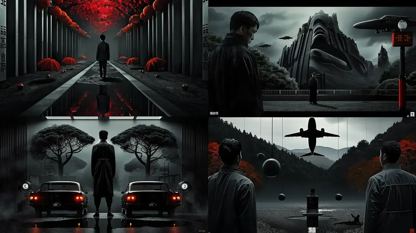 Dramatic Visuals with Surreal Elements and a Contemporary Vibe - Midjourney sref style