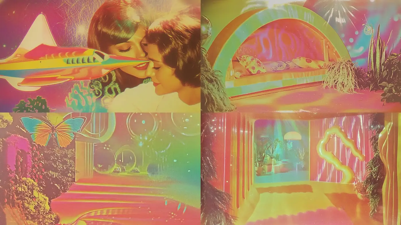 Psychedelic Whimsy: A Kaleidoscope of Retro Fantasia - Midjourney sref style
