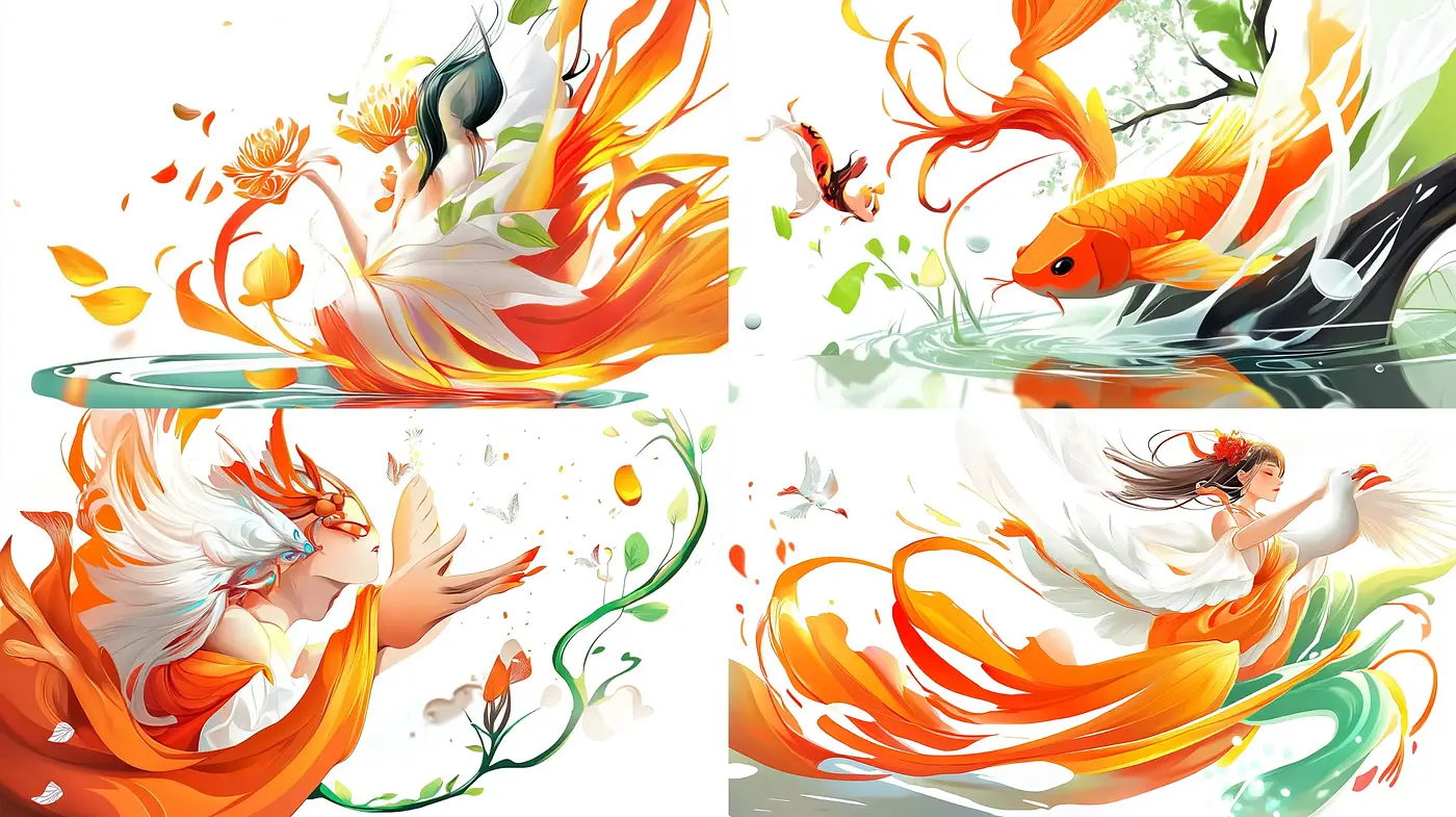 Swirling Elegance and Fluid Dynamics: An Artistic Fusion of Movement and Color - Midjourney sref style
