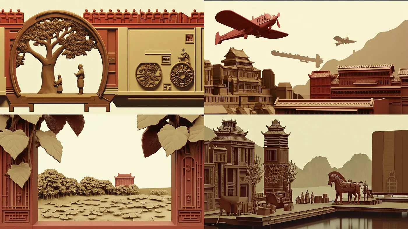 Monochromatic Sepia Toned Paper Cut-Out Aesthetic - Midjourney sref style