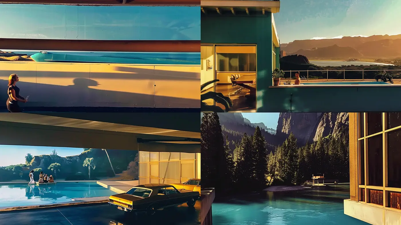 Warm-Toned Retrofuturistic Vistas Embodying a Nostalgic Tranquility - Midjourney sref style