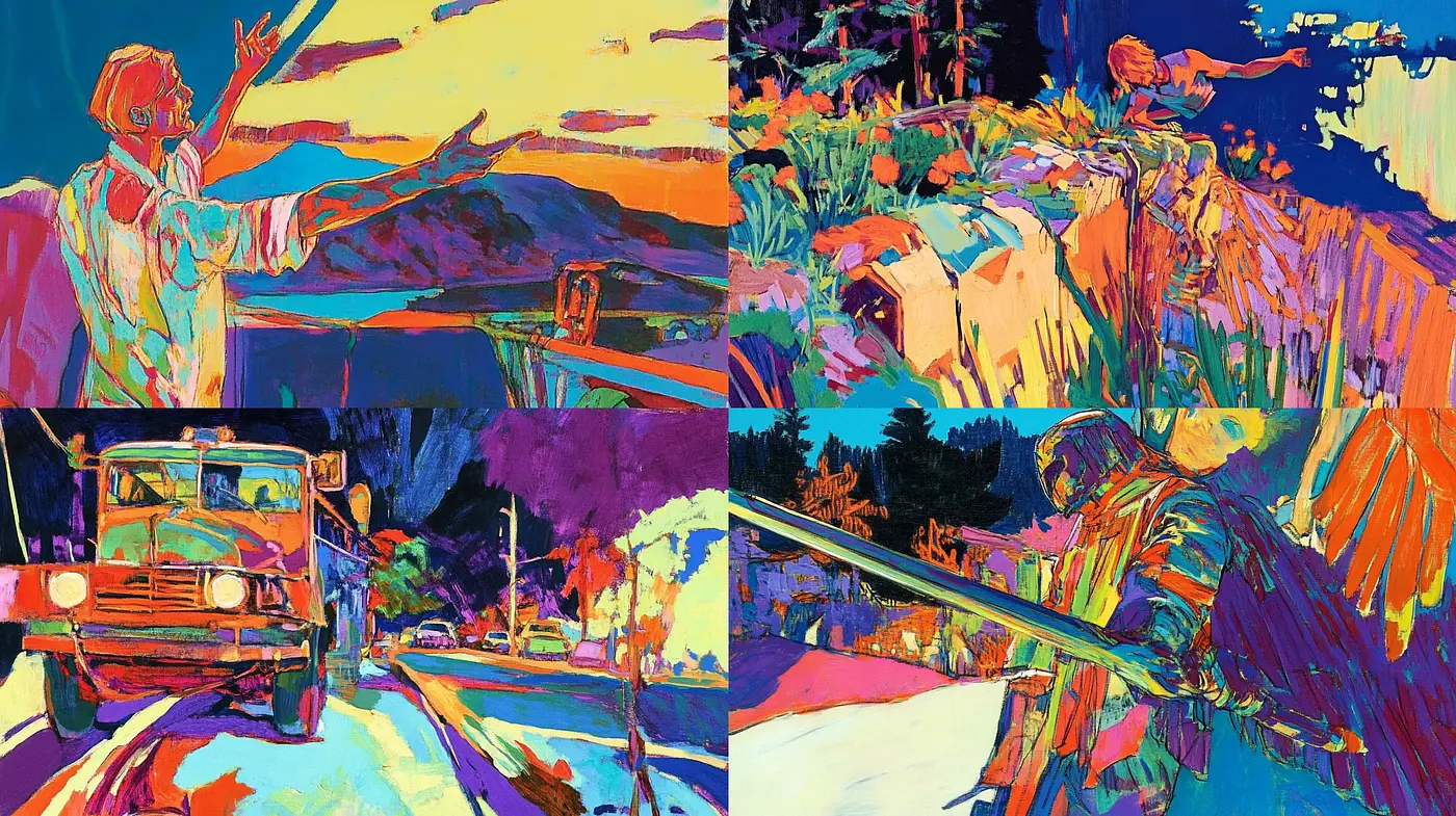 Vibrant Chromatic Abstraction: A Dynamic Expressionist Interpretation - Midjourney sref style