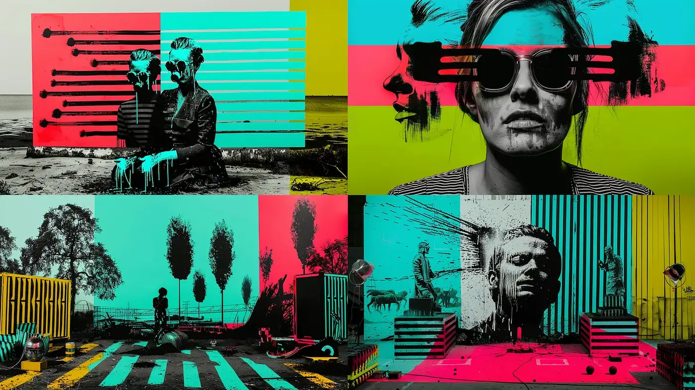 Bold and Intriguing Mixed Media with Surreal Elements - Midjourney sref style