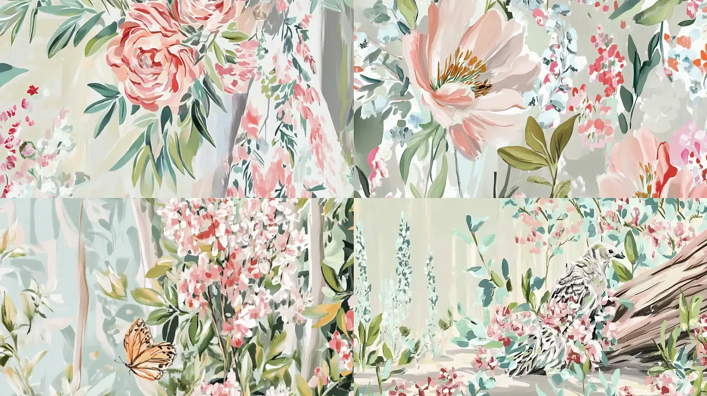 Ethereal Garden Dreamscapes: A Study in Pastel Floral Elegance - Midjourney sref style