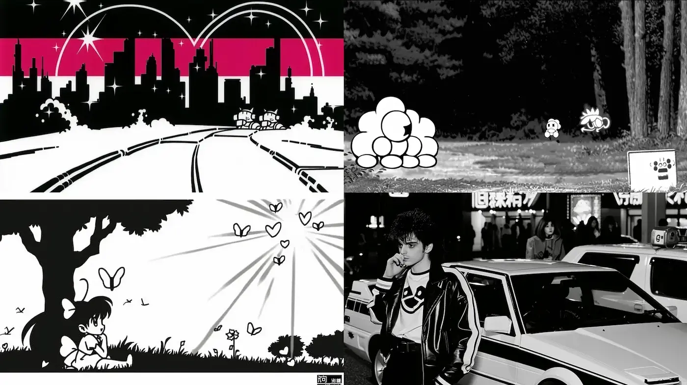 Dynamic and Playful Retro Aesthetic with Urban Influences - Midjourney sref style