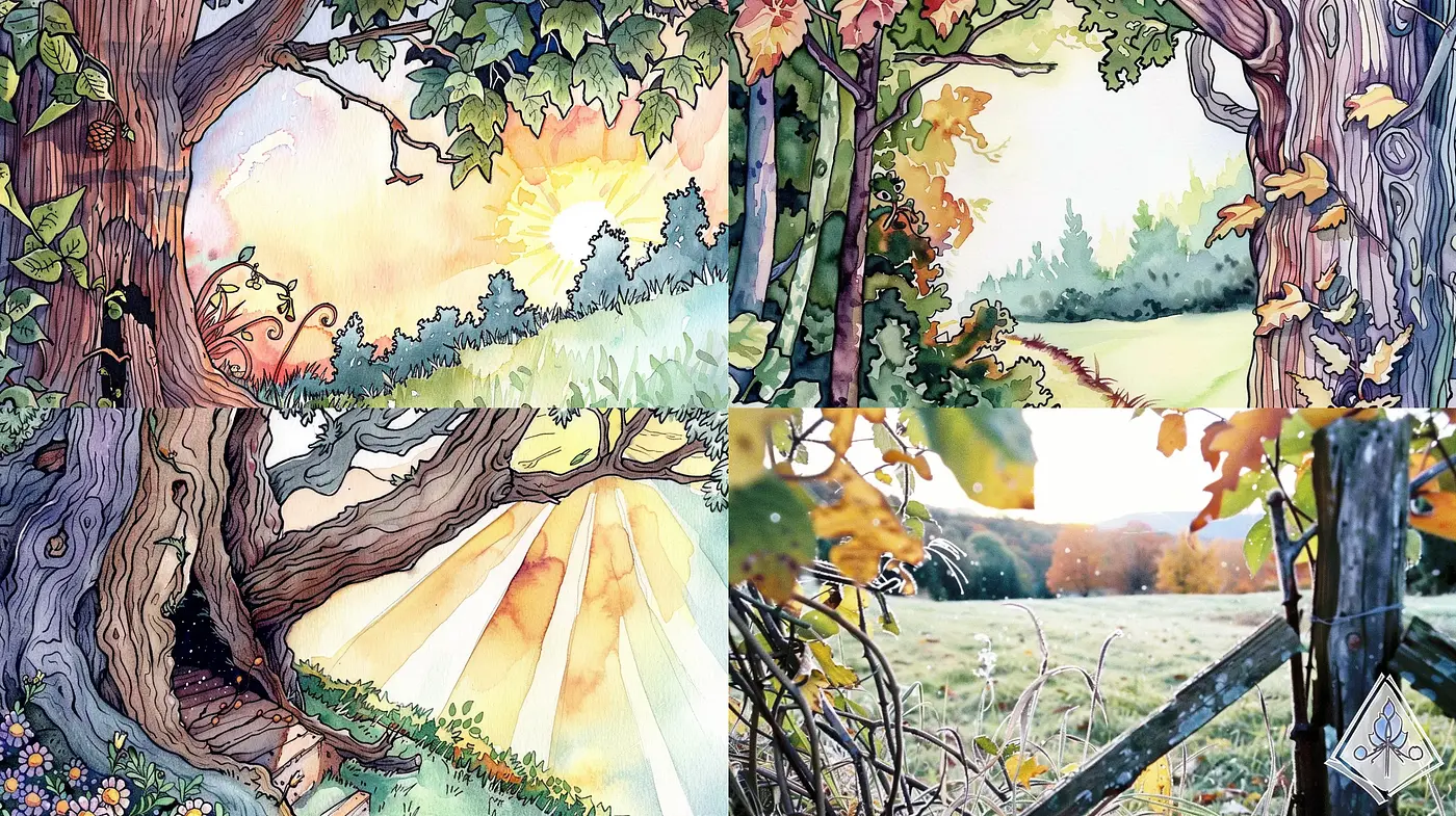 Whimsical Watercolor Countryside Vistas - Midjourney sref style