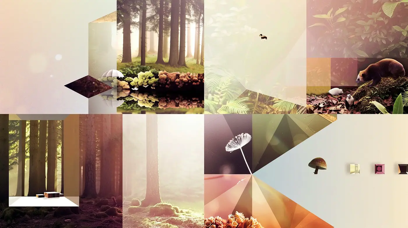 Ethereal Forest Dreamscape with Geometric Accents - Midjourney sref style