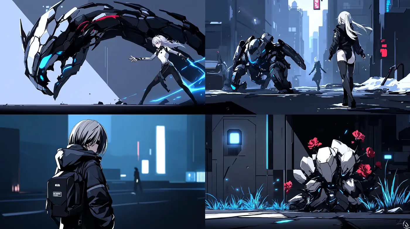 Futuristic Neon-Noir Graphic Novel Aesthetic - Midjourney sref style