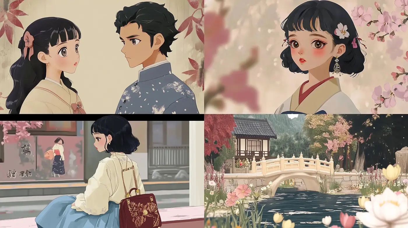 Serene Cherry Blossom Elegance: A Fusion of East Asian Aesthetics and Contemporary Anime - Midjourney sref style