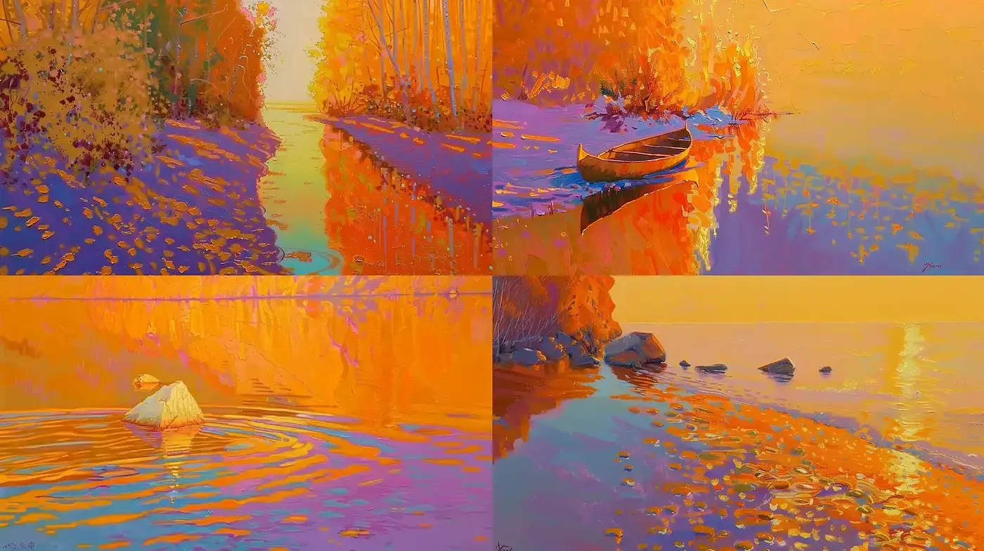 Vibrant and Ethereal Landscapes with Textural Depth - Midjourney sref style