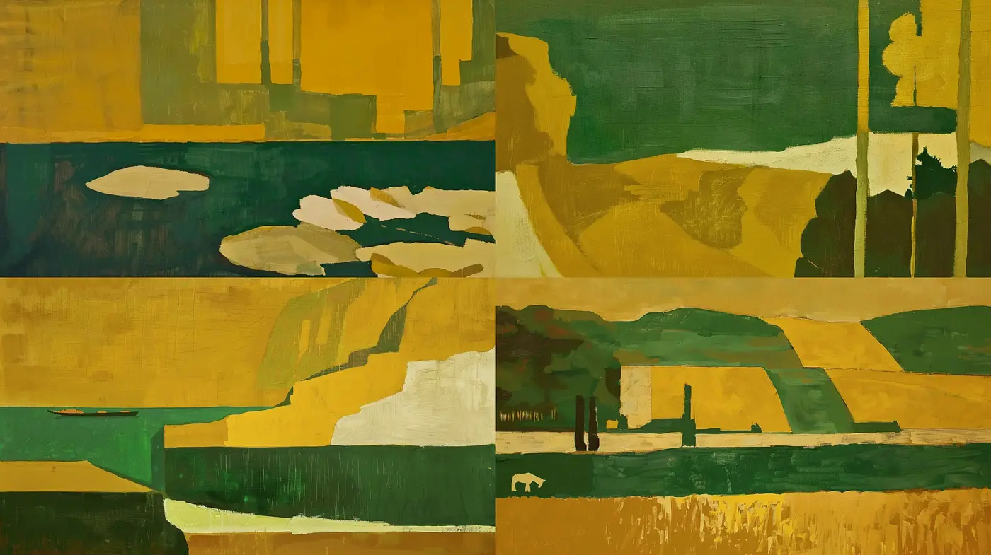 Abstract Harvest: A Study in Geometric Earth Tones - Midjourney sref style