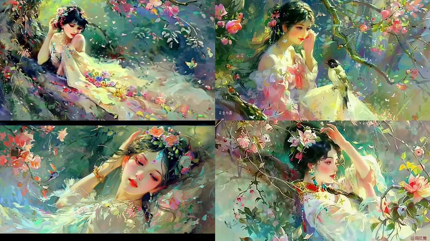 Enchanted Spring Garden: An Artistic Fusion of Impressionism with a Luminous Pastel Palette - Midjourney sref style