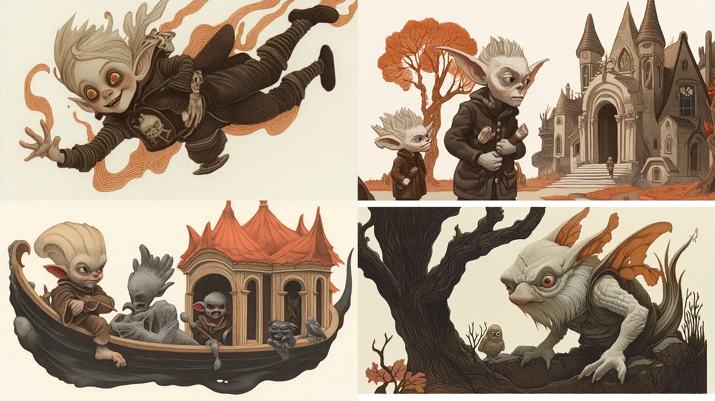 Whimsical Autumnal Fantasy with Gothic Influence - Midjourney sref style
