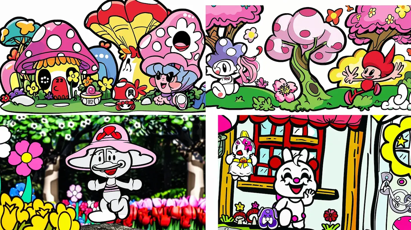 Playful and Whimsical Cartoon-Style Illustrations with Nature Themes - Midjourney sref style