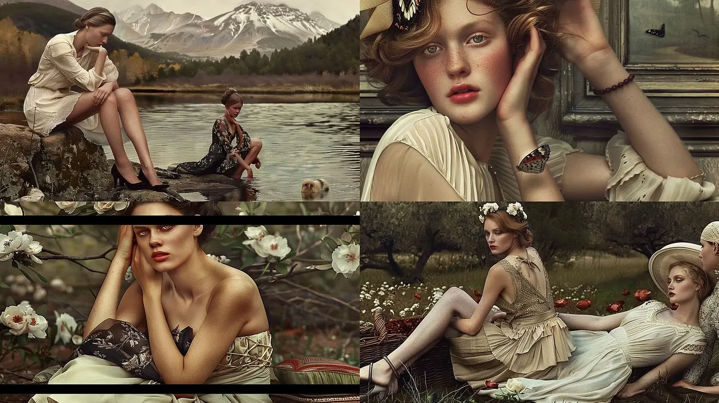 Ethereal Elegance: A Homage to Romantic Pastoral Scenes - Midjourney sref style