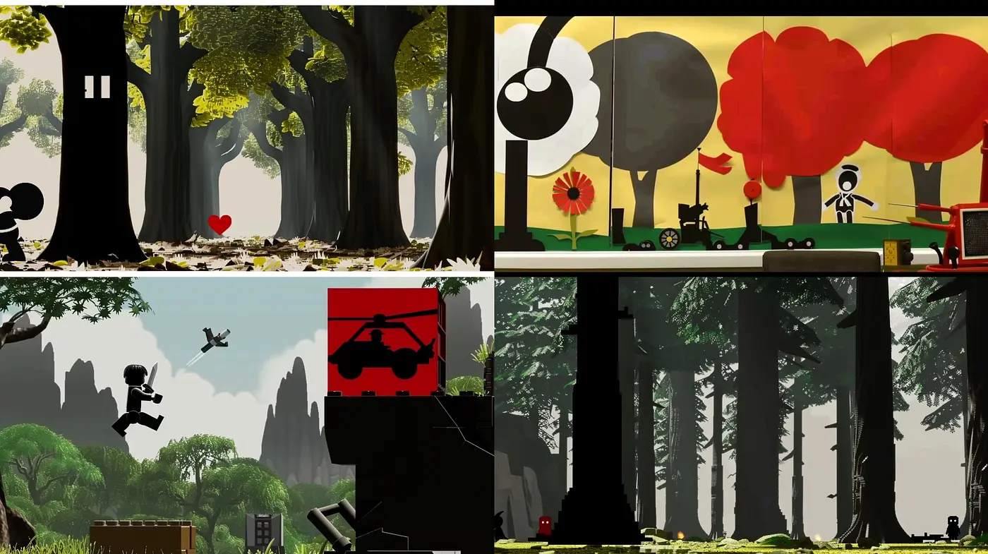 Serene Simplified Silhouettes: Modern Stylized Nature with a Monochromatic Twist - Midjourney sref style
