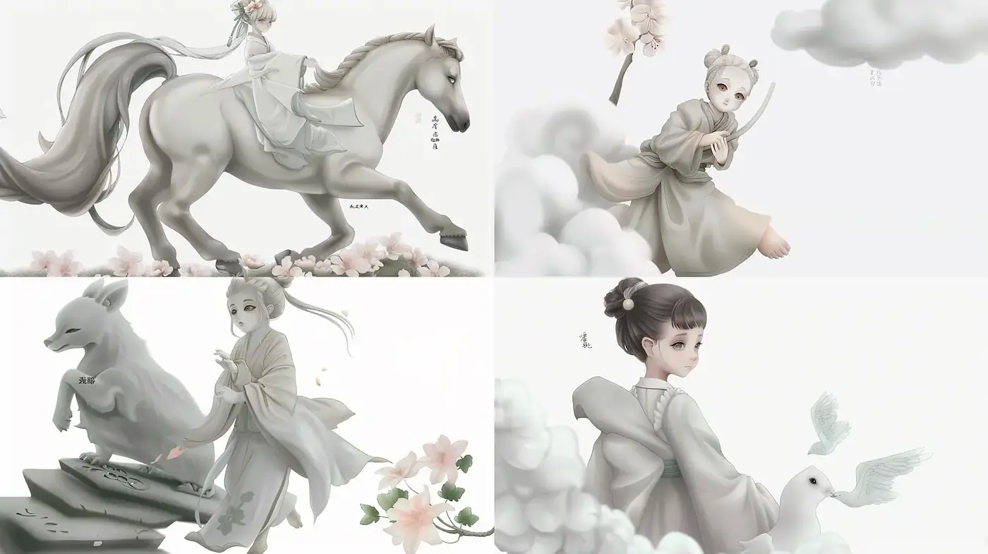 Serene and Ethereal Illustrations with Soft Pastel Tones - Midjourney sref style