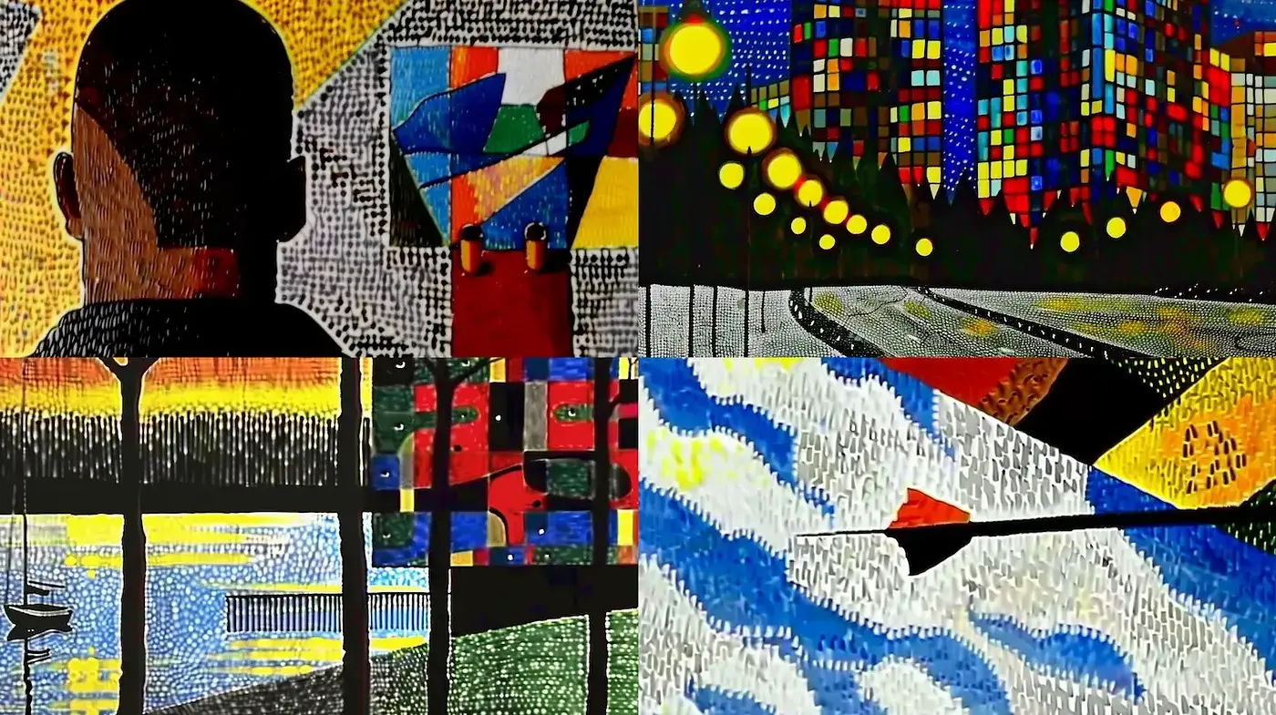 Eclectic Mosaic with Bold Patterns and Vivid Colors - Midjourney sref style