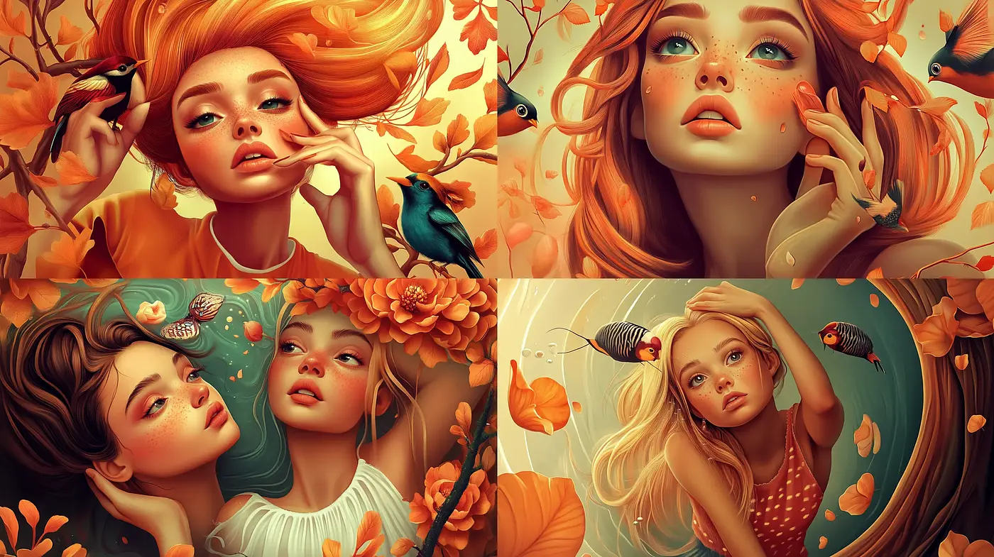 Autumn Serenade: A Harmonious Blend of Warm Hues and Ethereal Illustration - Midjourney sref style