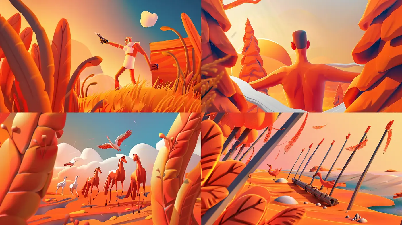 Surrealistic Warm-Toned Dreamscape with Consistent Artistic Flourish - Midjourney sref style
