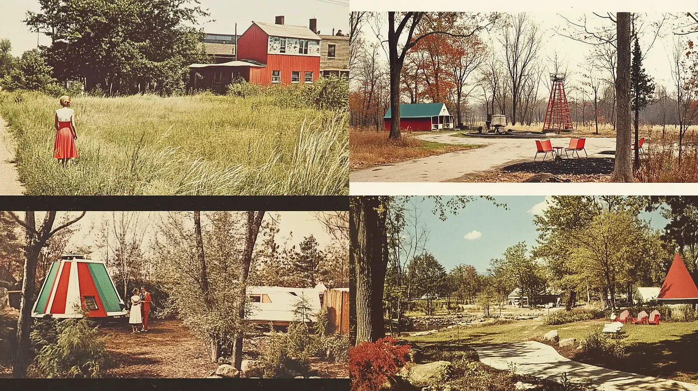 Warm-Toned Rustic Nostalgia in a Serene Landscape Setting - Midjourney sref style