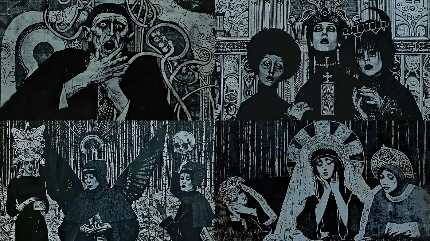 Gothic Noir Revival with Symbolist Undertones - Midjourney sref style