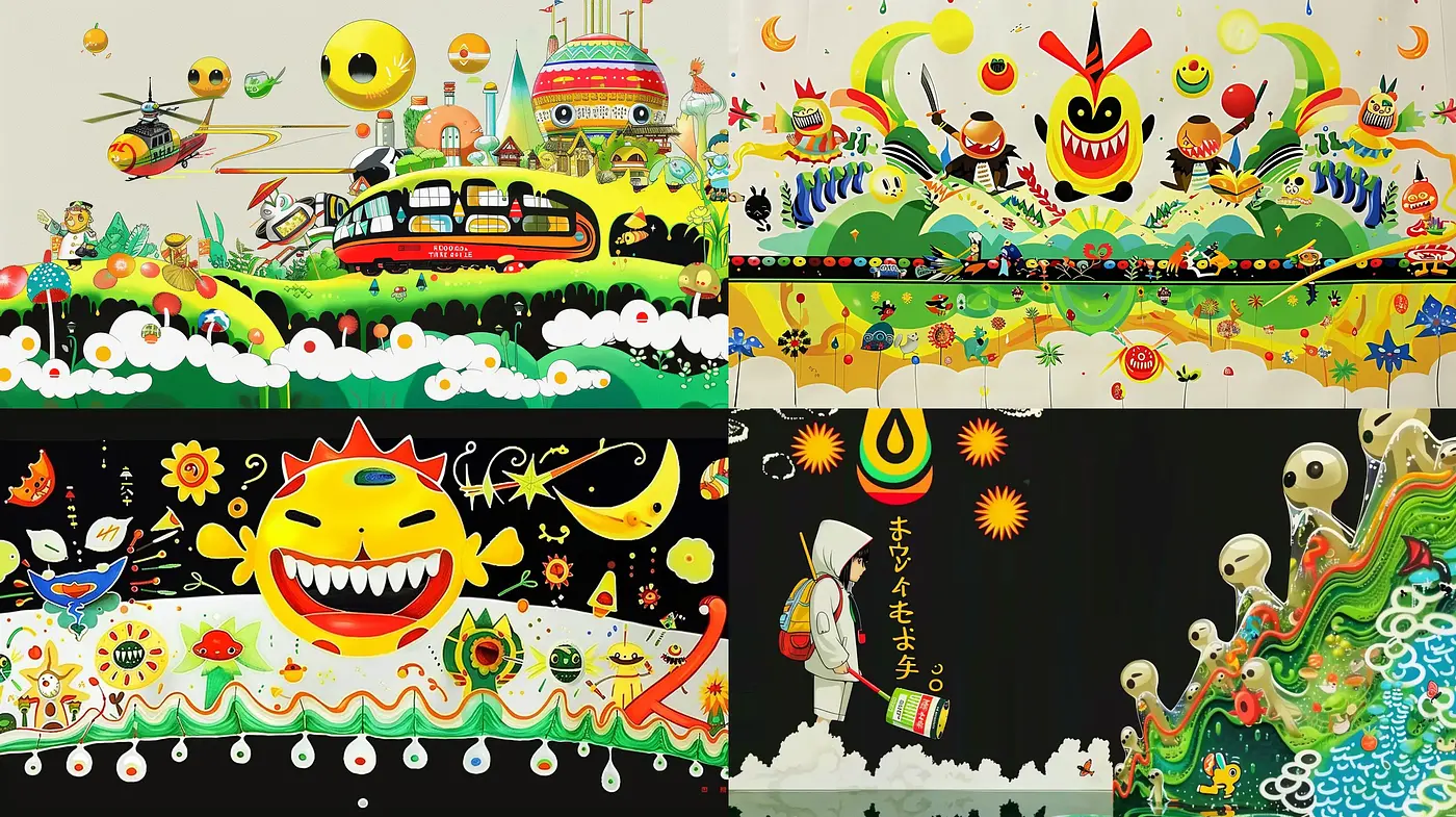 Eclectic Psychedelic Dreamscapes with Surrealist Overtones - Midjourney sref style