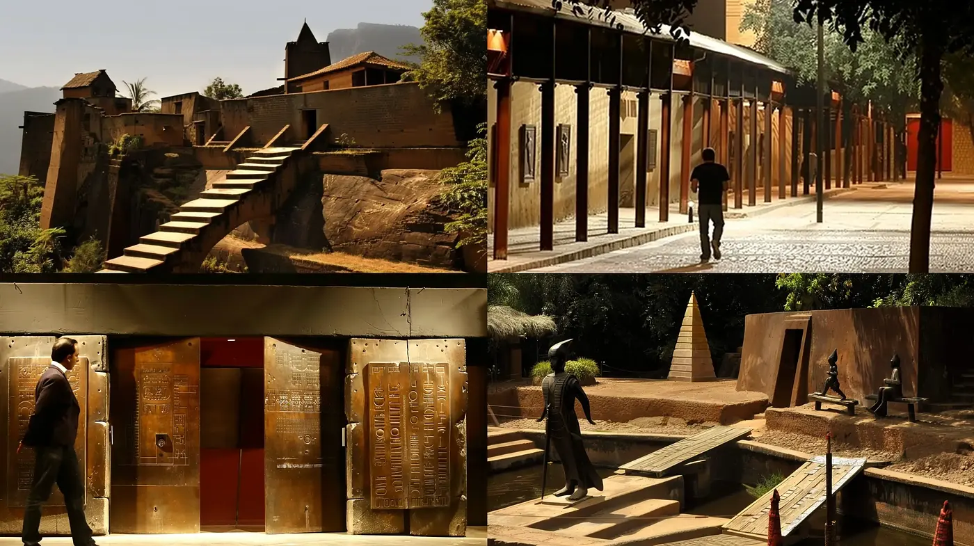 Consistent Warm-Toned Architectural Vintage Vignettes - Midjourney sref style