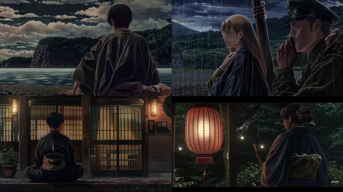 Serene Illustrations with Cultural Depth and Atmospheric Richness - Midjourney sref style