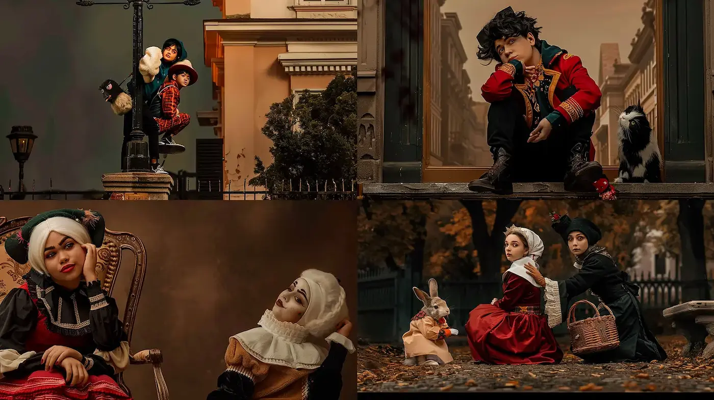 Character-driven narratives with a whimsical vintage aesthetic - Midjourney sref style