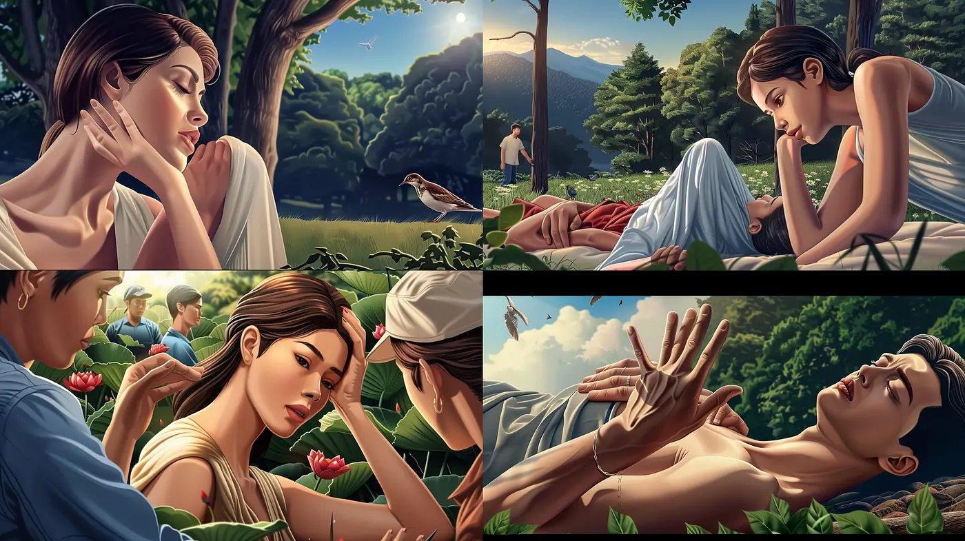 Idyllic Serenity in Art: A Consistent Tapestry of Calm Hues and Pastoral Elegance - Midjourney sref style