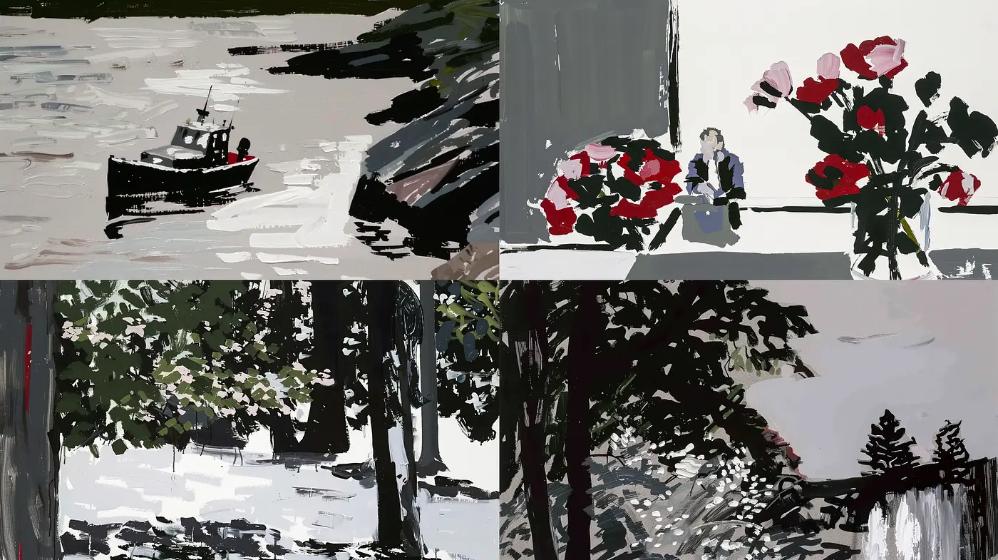 Contemporary Brushstroke Harmony: Echos of Post-Impressionist Palette and Mood - Midjourney sref style
