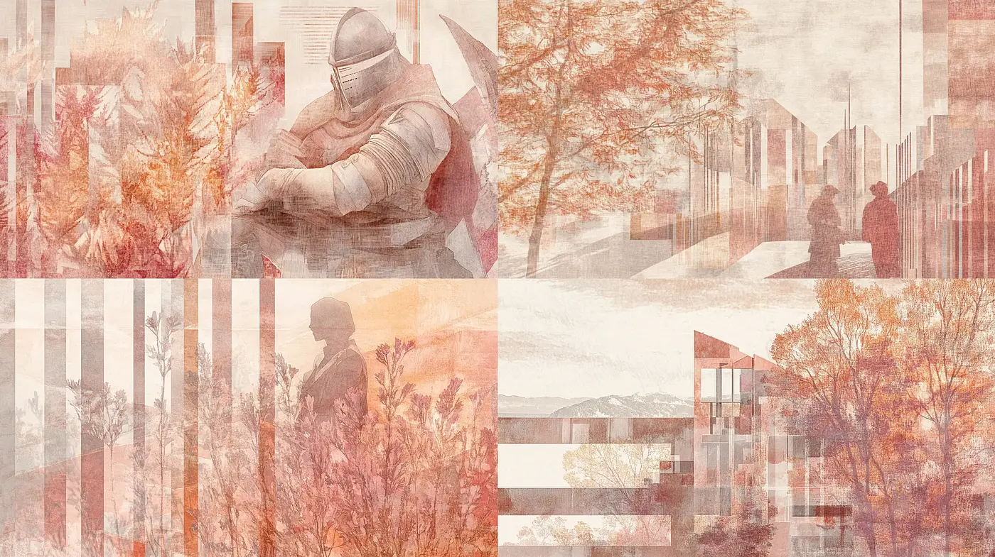 Sepia-toned Blended Visions: An Interplay of Memory and Modernity - Midjourney sref style