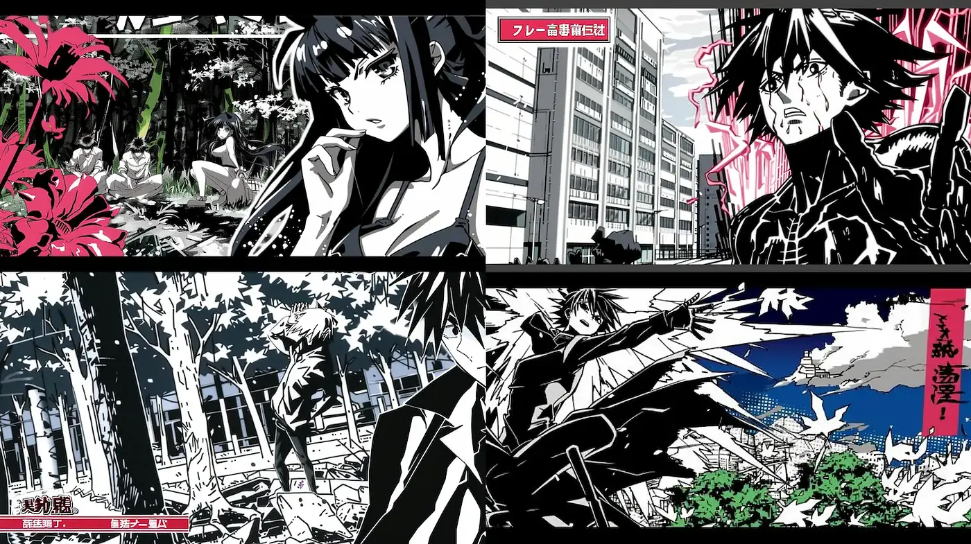 Dynamic and Expressive Manga Style with Bold Contrasts - Midjourney sref style