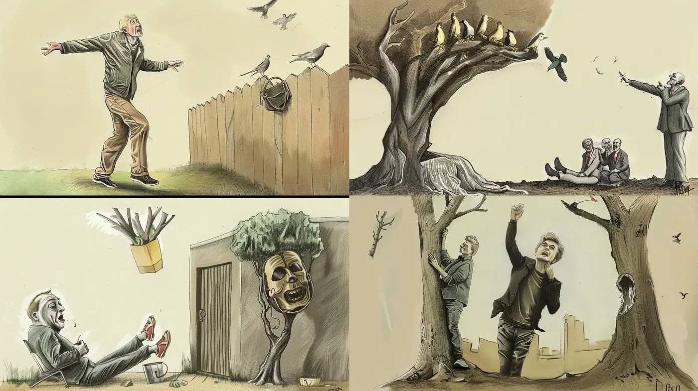 Whimsically Melancholic Illustrations with a Surreal Touch - Midjourney sref style