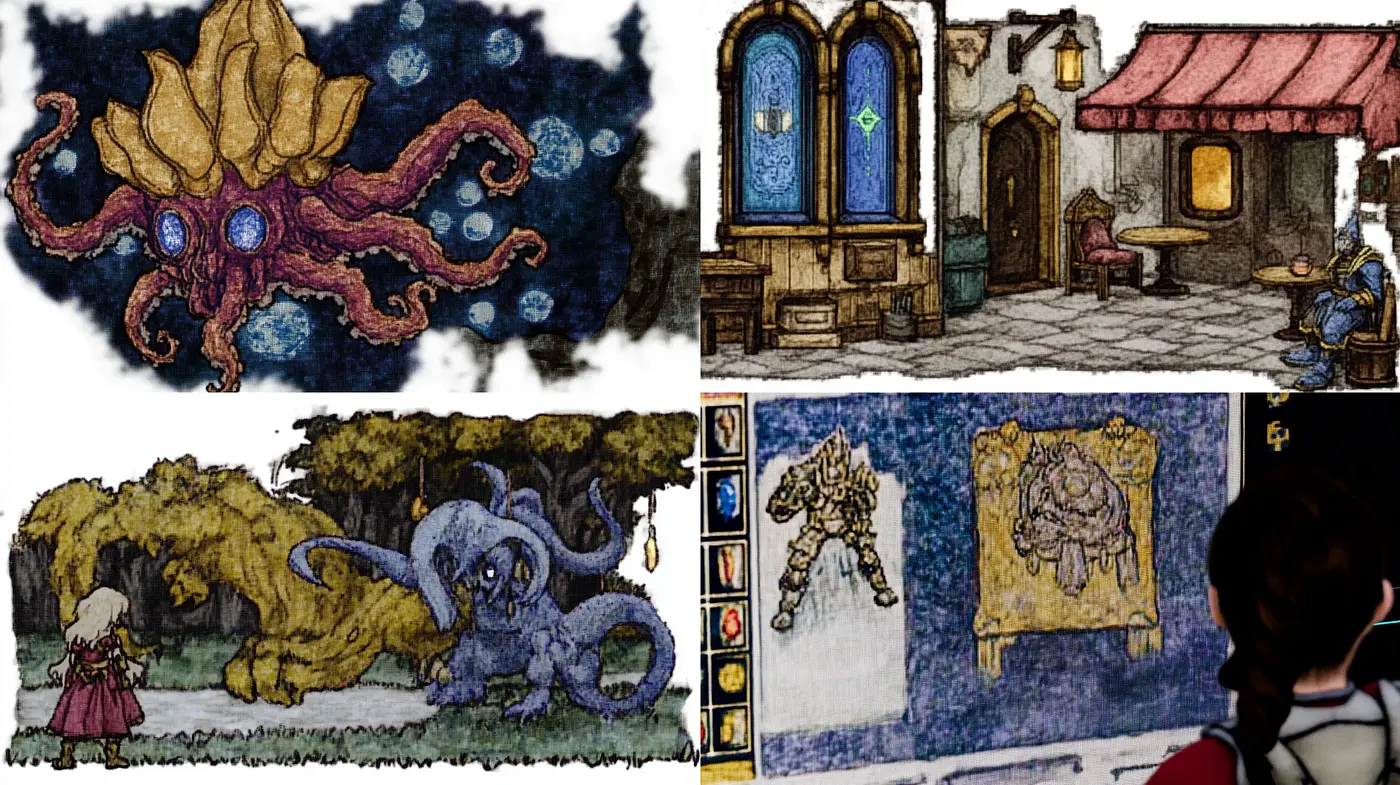 Fantasy-Inspired Cross-Hatched Visuals with Stippled Details - Midjourney sref style