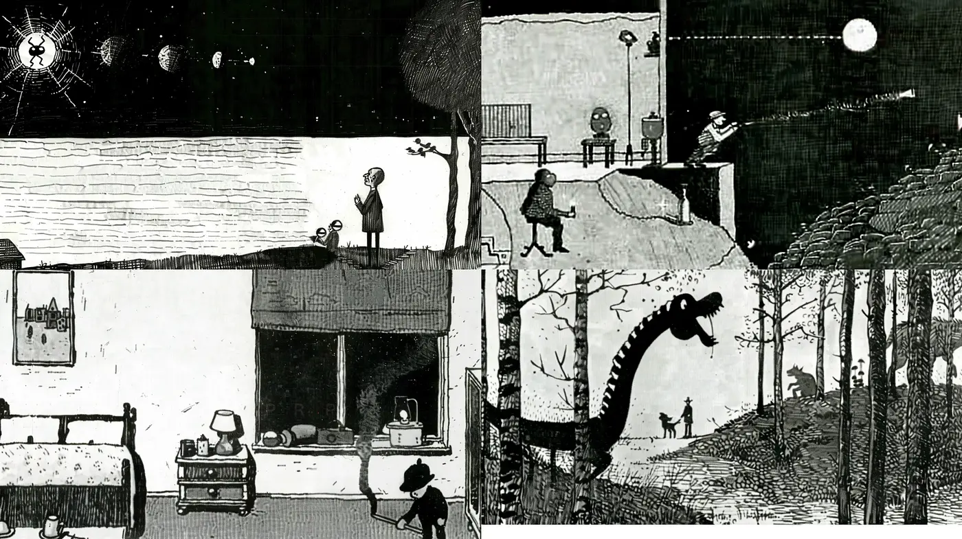 Monochromatic Whimsy: A Homage to Vintage Storybook Illustration - Midjourney sref style