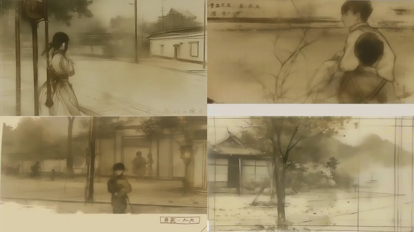 Sepia-toned Ethereal Serenity: A Homage to Historical East Asian Ink Wash Art - Midjourney sref style