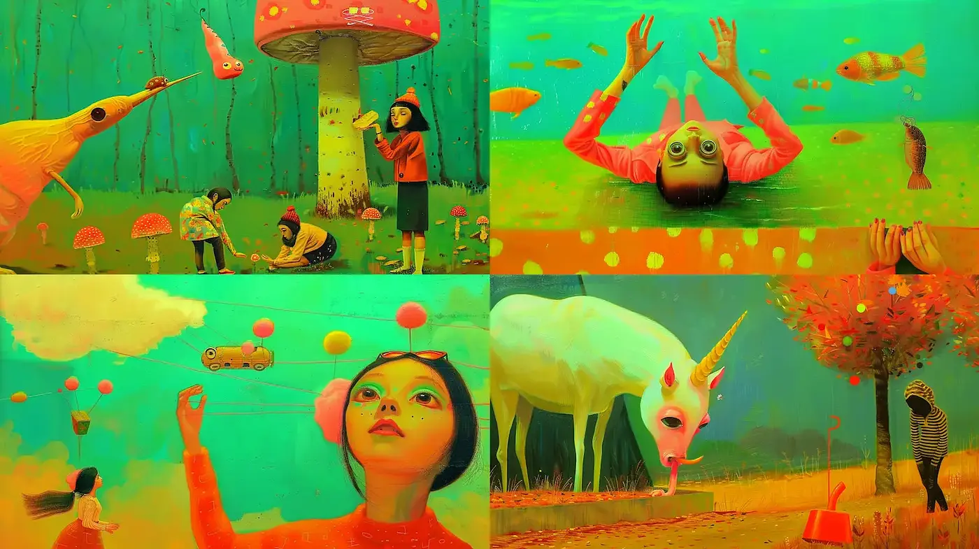Surreal and Playful Visuals with Vibrant Pop Art Influences - Midjourney sref style