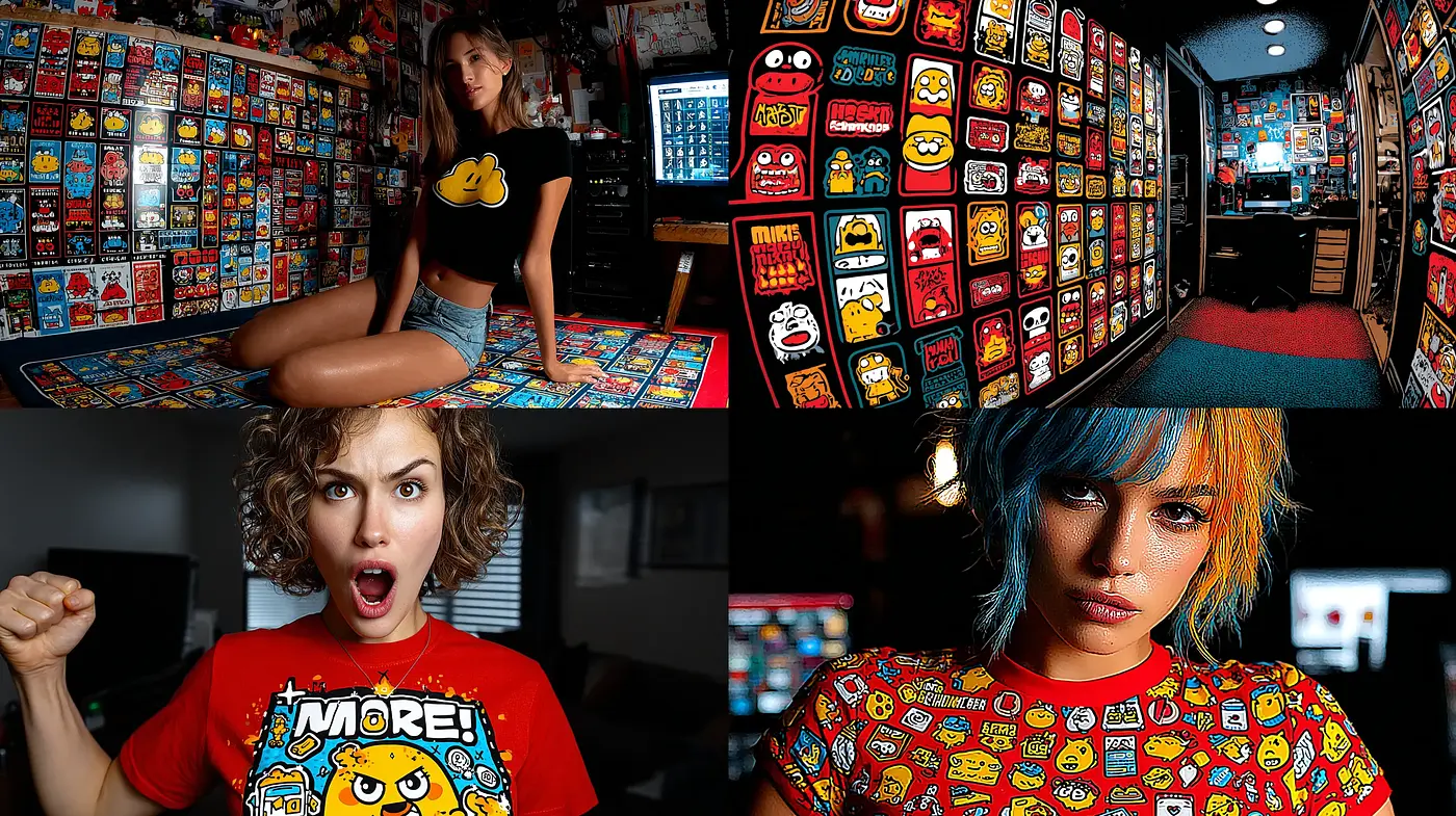 Eclectic Retro Pop Art with Vibrant Character Designs - Midjourney sref style