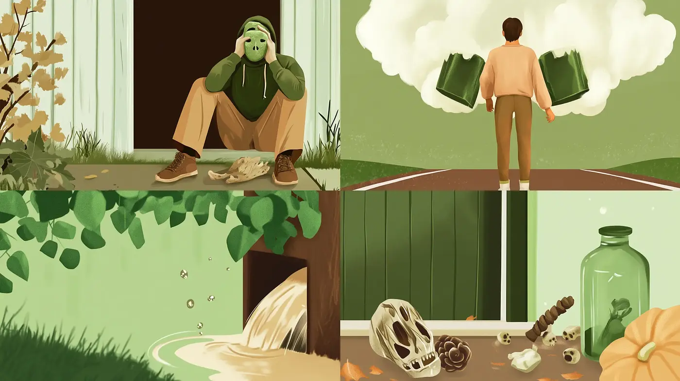 Earthy Toned Storybook Illustrations with Enigmatic Composition - Midjourney sref style