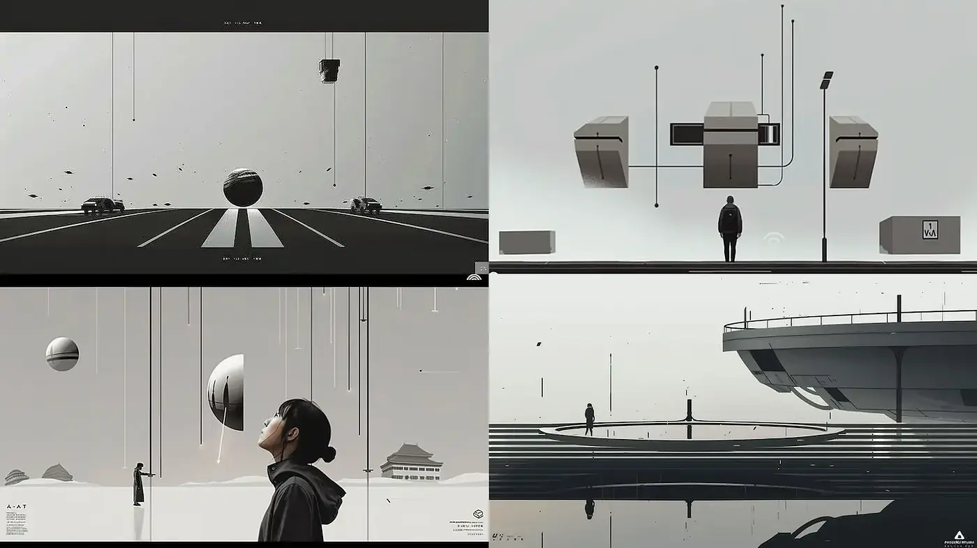 Futuristic Minimalism with a Geometric Aesthetic - Midjourney sref style